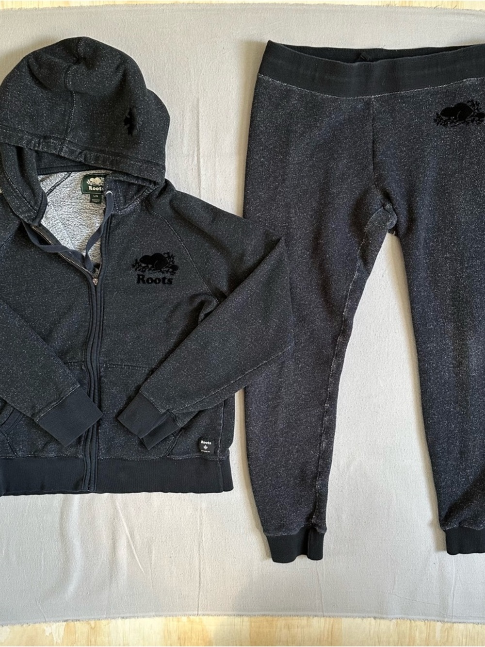 Roots Salt & Pepper Mens Zip Hoodie and Sweatpants Set Size L